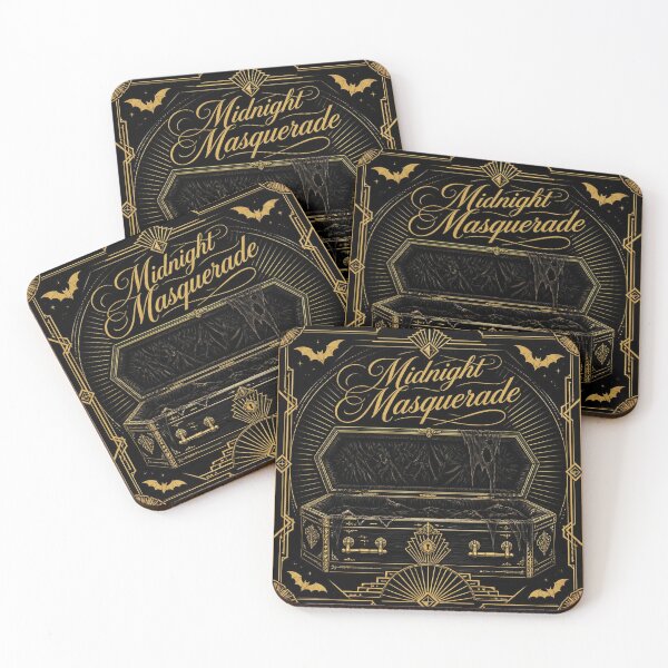 Item preview, Coffin Art Deco Halloween Shirt | Midnight Masquerade Gold Illustration designed and sold by SunnyDesign82.
