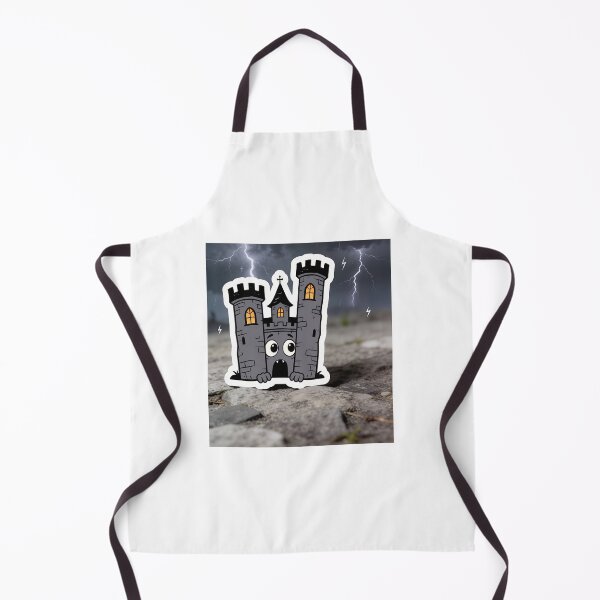 Item preview, Cute Scared Gray Castle in a Thunderstorm – Funny Kawaii Halloween Sticker designed and sold by OksArtStudio.