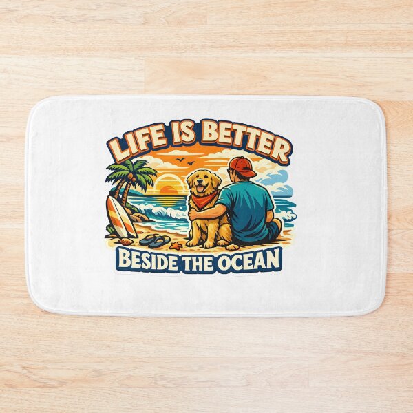Item preview, Life Is Better Beside the Ocean – Golden Retriever Beach Sunset Design, Summer Dog Lover Shirt designed and sold by Sahil Randhawa.