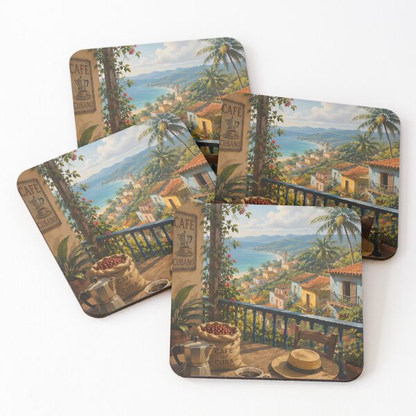 Item preview, Tropical Coffee on a Cuban Balcony – Havana Morning Art – Coffee Lover Gift Print designed and sold by QuietWallStudio.