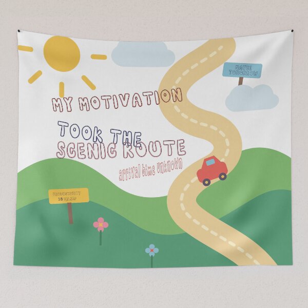 Item preview, My Motivation Took the Scenic Route – Funny Colorful Doodle Design designed and sold by FlamoArt.