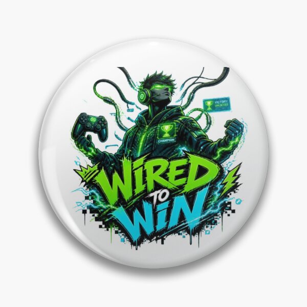 Item preview, WIRED TO WIN Gaming Sticker | Neon Cyber Gamer Streetwear Design designed and sold by Stylestickers55.