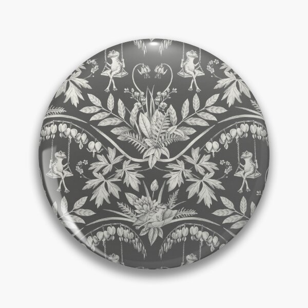 Item preview, Charcoal Gray Frogs in a Flower Garden Damask - Dark designed and sold by somecallmebeth.