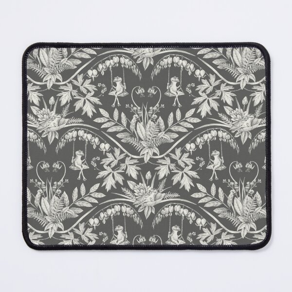 Item preview, Charcoal Gray Frogs in a Flower Garden Damask - Dark designed and sold by somecallmebeth.