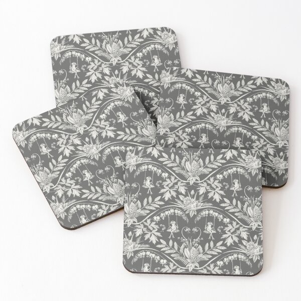 Item preview, Charcoal Gray Frogs in a Flower Garden Damask - Dark designed and sold by somecallmebeth.