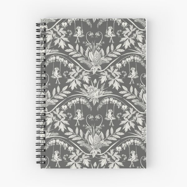 Item preview, Charcoal Gray Frogs in a Flower Garden Damask - Dark designed and sold by somecallmebeth.