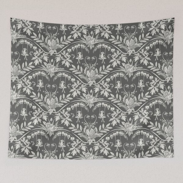 Item preview, Charcoal Gray Frogs in a Flower Garden Damask - Dark designed and sold by somecallmebeth.