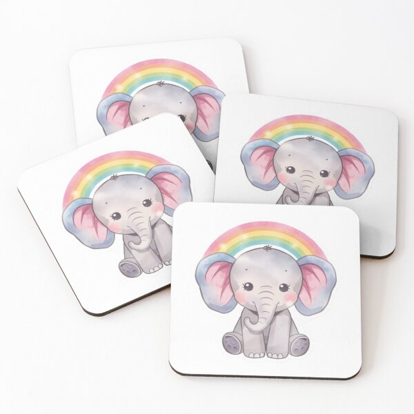 Item preview, Kawaii Watercolor Elephant with Rainbow - Gentle Gift Style designed and sold by DigitfanStudio.