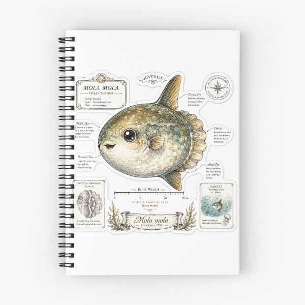 Item preview, Cute Vintage Ocean Sunfish Sticker - Mola Mola Scientific Plate designed and sold by PND7777.