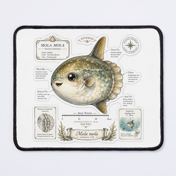 Item preview, Cute Vintage Ocean Sunfish Sticker - Mola Mola Scientific Plate designed and sold by PND7777.