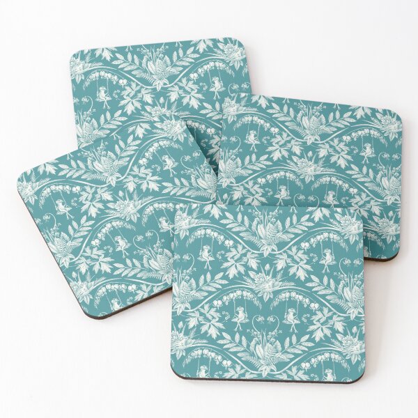 Item preview, Teal Frogs in a Flower Garden Damask - Dark designed and sold by somecallmebeth.