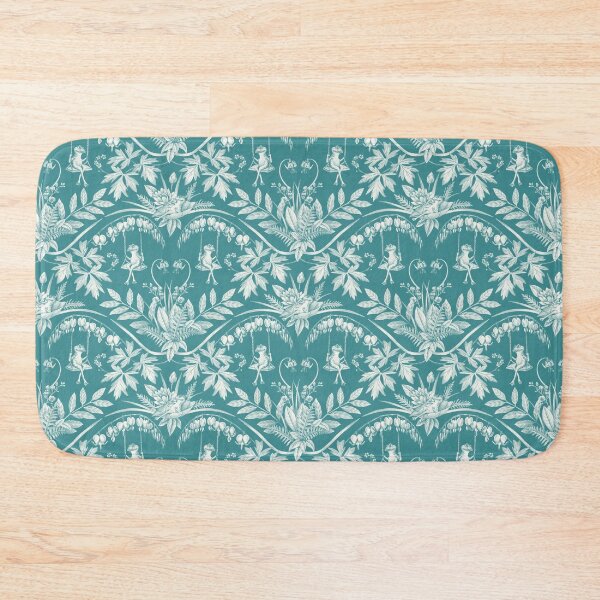 Item preview, Teal Frogs in a Flower Garden Damask - Dark designed and sold by somecallmebeth.