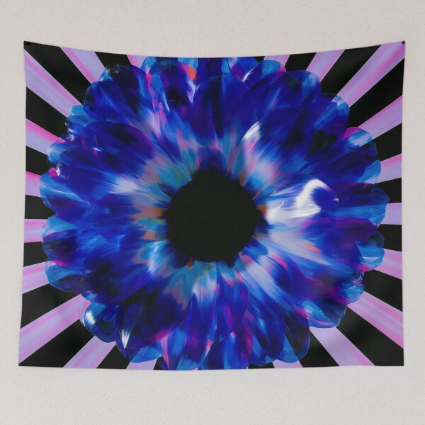 Item preview, Neon Blue Flower Psychedelic Sunburst designed and sold by bubblegoth.
