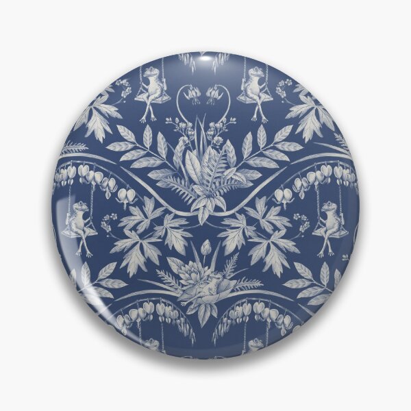 Item preview, Blue Frogs in a Flower Garden Damask - Dark designed and sold by somecallmebeth.