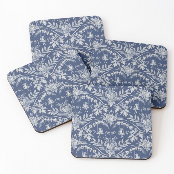 Item preview, Blue Frogs in a Flower Garden Damask - Dark designed and sold by somecallmebeth.
