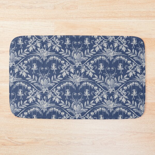 Item preview, Blue Frogs in a Flower Garden Damask - Dark designed and sold by somecallmebeth.