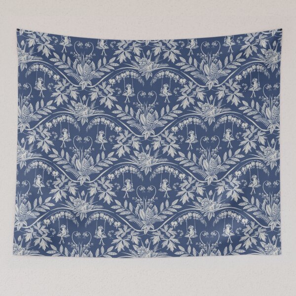 Item preview, Blue Frogs in a Flower Garden Damask - Dark designed and sold by somecallmebeth.