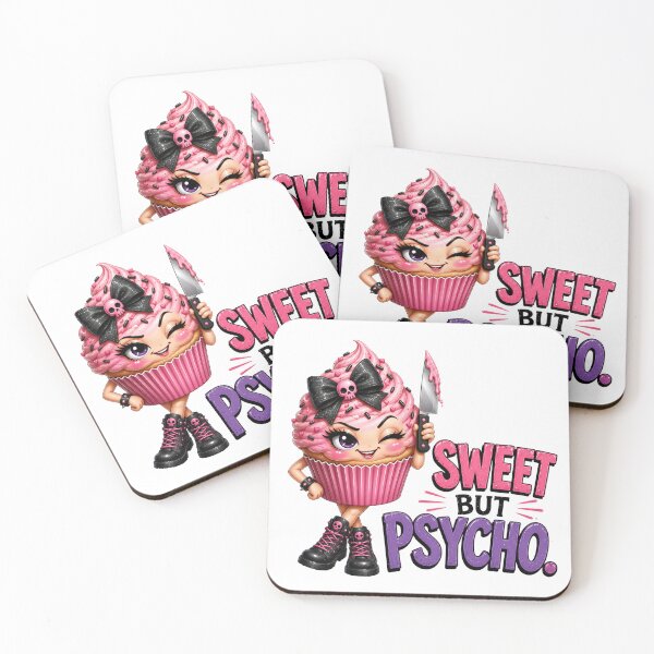 Item preview, Sweet But Psycho Gothic Cupcake Cute Creepy Goth Dessert Pink Horror Cupcake Pun designed and sold by RoPrincess.