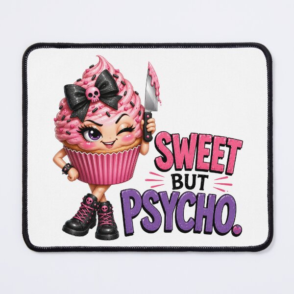 Item preview, Sweet But Psycho Gothic Cupcake Cute Creepy Goth Dessert Pink Horror Cupcake Pun designed and sold by RoPrincess.