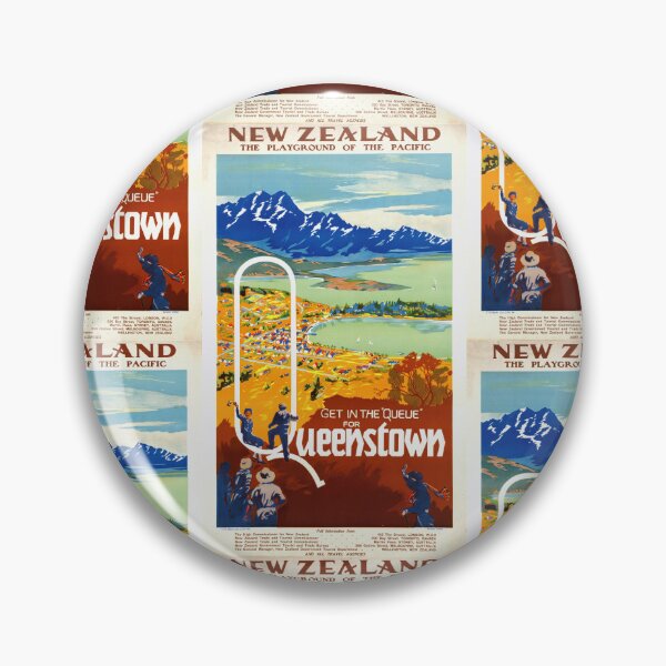 Item preview, Vintage Queenstown Travel Poster | Art Deco Style | Mid-20th Century | New Zealand Tourism | Vibrant Mountain Landscape designed and sold by artofuniverse.