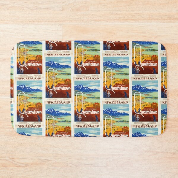 Item preview, Vintage Queenstown Travel Poster | Art Deco Style | Mid-20th Century | New Zealand Tourism | Vibrant Mountain Landscape designed and sold by artofuniverse.