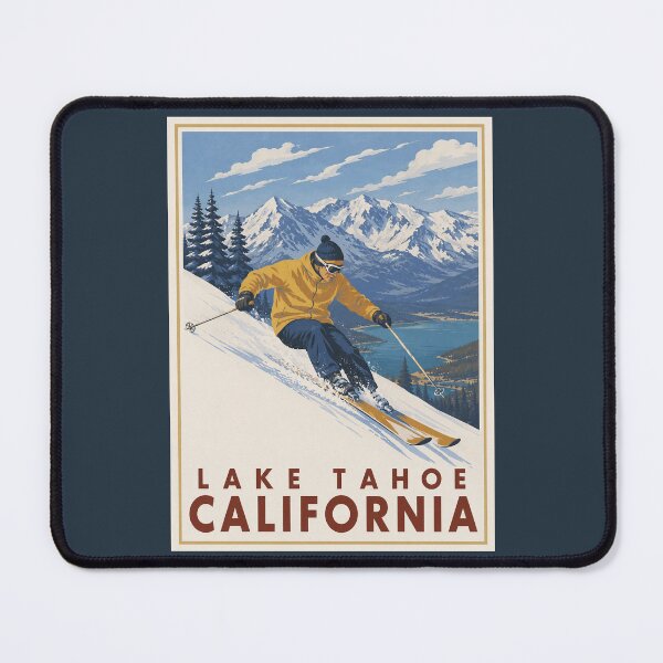 Item preview, Vintage Lake Tahoe California Ski Art designed and sold by GoodOldVintage.