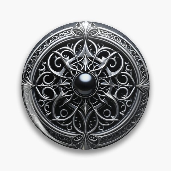 Item preview, Gothic Metallic Shield Compass Relief Art designed and sold by CuteSlothWorld.