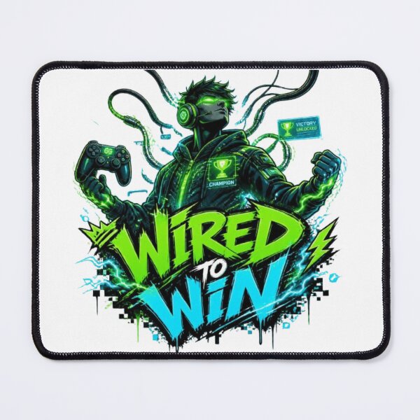 Item preview, WIRED TO WIN Gaming Sticker | Neon Cyber Gamer Streetwear Design designed and sold by Stylestickers55.