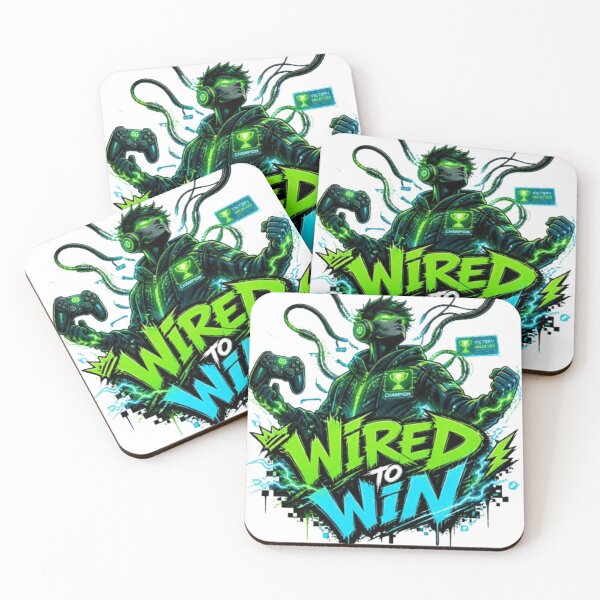 Item preview, WIRED TO WIN Gaming Sticker | Neon Cyber Gamer Streetwear Design designed and sold by Stylestickers55.