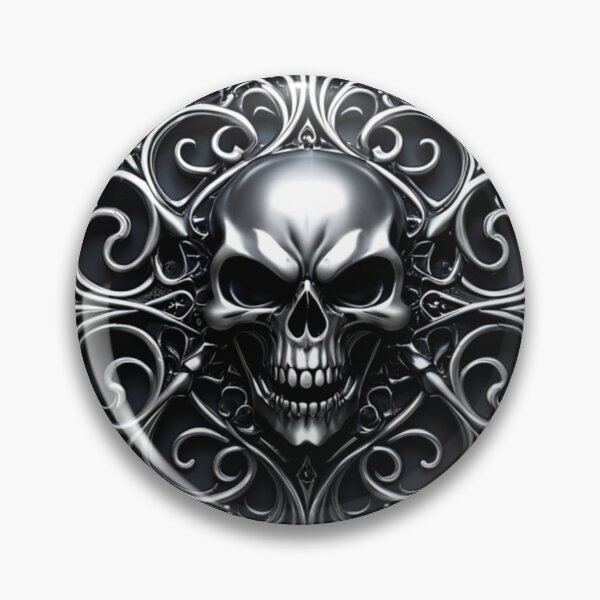 Item preview, Metallic Silver Skull Gothic Relief Masterpiece designed and sold by CuteSlothWorld.