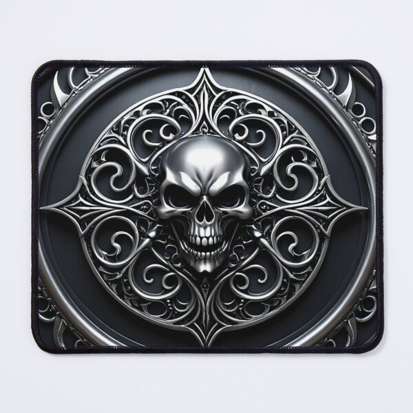 Item preview, Metallic Silver Skull Gothic Relief Masterpiece designed and sold by CuteSlothWorld.