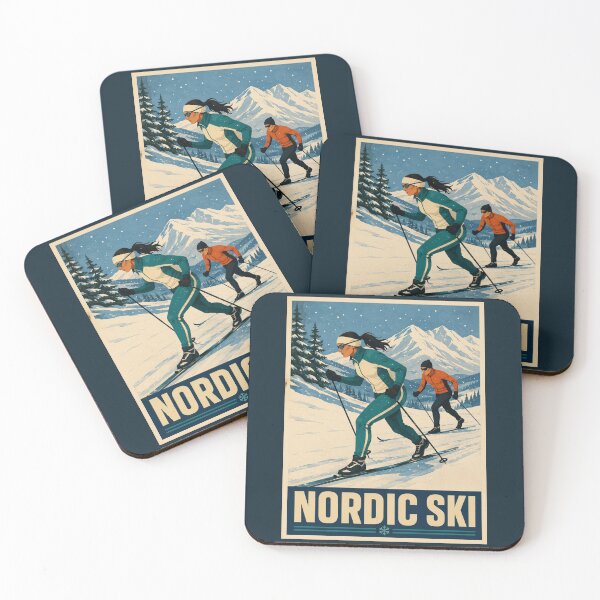 Item preview, Vintage Nordic Ski Art designed and sold by GoodOldVintage.