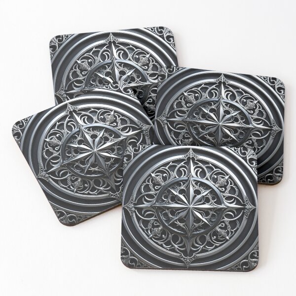 Item preview, Gothic Silver Compass Rose Metallic Relief Emblem designed and sold by CuteSlothWorld.