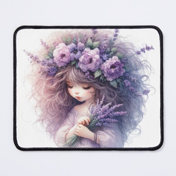Item preview, Whimsical Girl with Purple Flower Crown designed and sold by سله أرت.