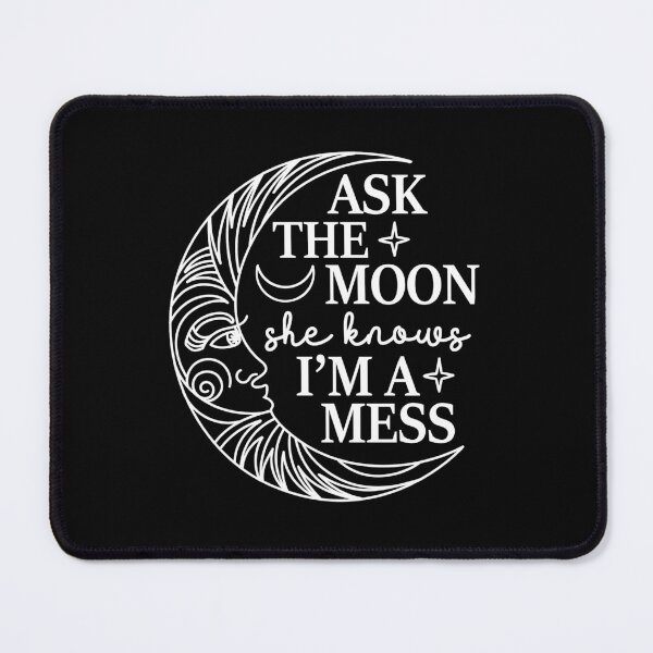 Item preview, Ask The Moon She Knows I'm A Mess - Funny Celestial Line Art designed and sold by the-Z3nith.