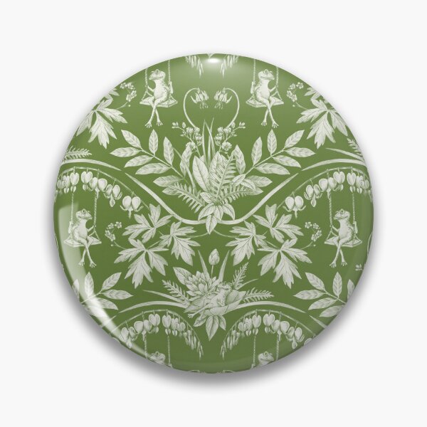 Item preview, Green Frogs in a Flower Garden Damask - Dark designed and sold by somecallmebeth.