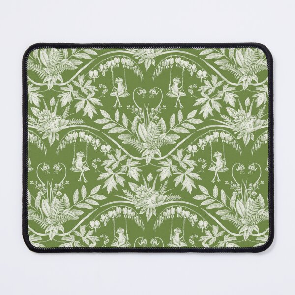 Item preview, Green Frogs in a Flower Garden Damask - Dark designed and sold by somecallmebeth.