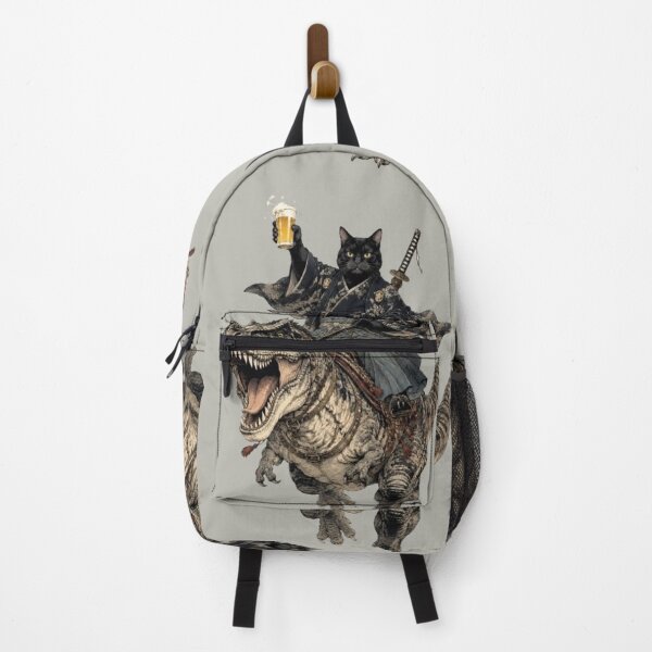 Item preview, Samurai Cat Drinking Beer on a T-Rex | Feline Ronin and Dinosaur | Absurd Japanese Art designed and sold by Natalia-Vlad.