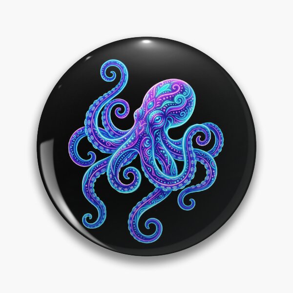 Item preview, Neon Octopus Psychedelic Marine Wildlife Tribal Art designed and sold by PlumArtDesign.