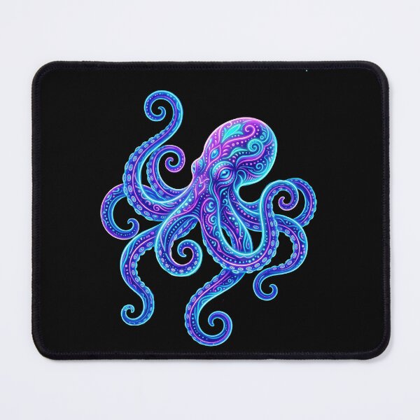 Item preview, Neon Octopus Psychedelic Marine Wildlife Tribal Art designed and sold by PlumArtDesign.