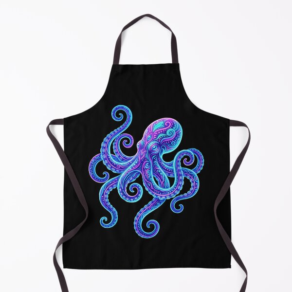 Item preview, Neon Octopus Psychedelic Marine Wildlife Tribal Art designed and sold by PlumArtDesign.