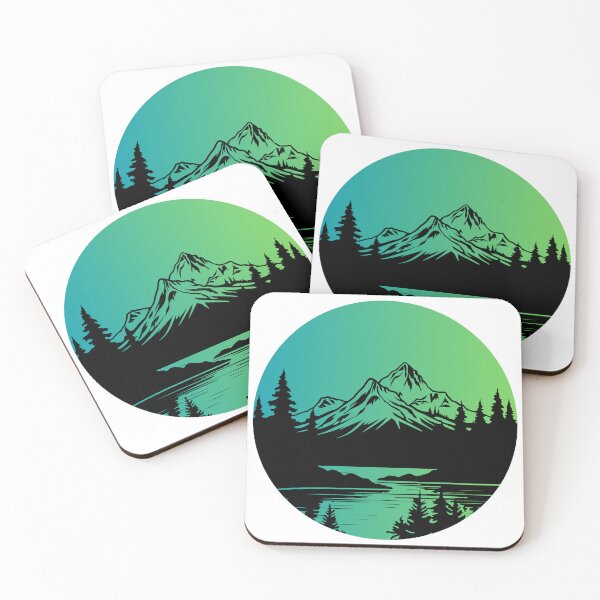 Item preview, green northern light mountain designed and sold by soulsurferart.