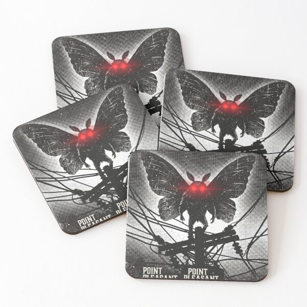 Item preview, Folk-horror cryptid design, illustration of Mothman with glowing red eyes "POINT PLEASANT, WV" designed and sold by alex889art.