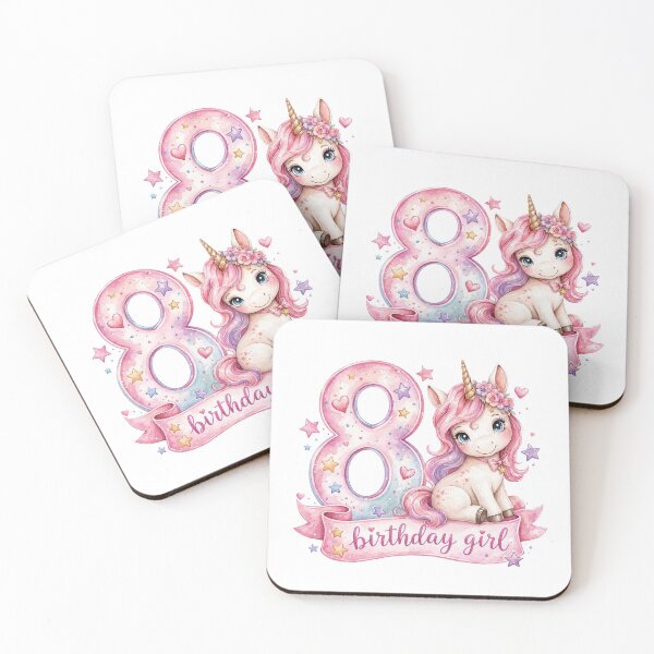 Item preview, Birthday girl 8 unicorn watercolor aesthetic designed and sold by Infdesigner.
