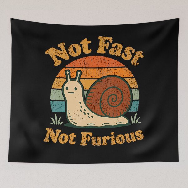Item preview, Not Fast Not Furious Funny Snail Pace Funny Retro Sunset designed and sold by Apparel-Vortex.