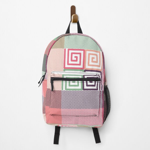 Item preview, Greek key pattern on colorful plaid designed and sold by PowerAntShop.