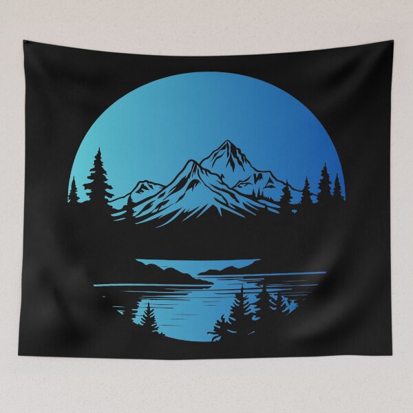 Item preview, blue northern light mountain designed and sold by soulsurferart.