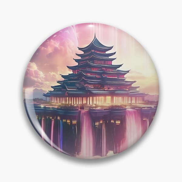 Item preview, Cosmic Celestial Temple with Pink Waterfall and Purple Nebula designed and sold by CuteSlothWorld.