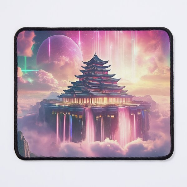 Item preview, Cosmic Celestial Temple with Pink Waterfall and Purple Nebula designed and sold by CuteSlothWorld.