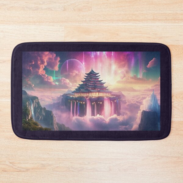 Item preview, Cosmic Celestial Temple with Pink Waterfall and Purple Nebula designed and sold by CuteSlothWorld.